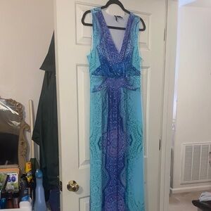 New Directions Vibrant Blue and Purple Maxi Dress